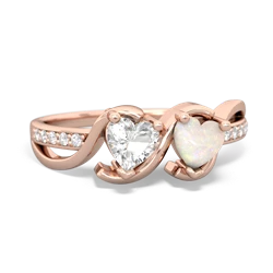 White Topaz Side By Side 14K Rose Gold ring R3090