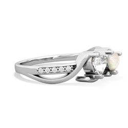 White Topaz Side By Side 14K White Gold ring R3090