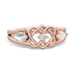 White Topaz Hearts Intertwined 14K Rose Gold ring R5880