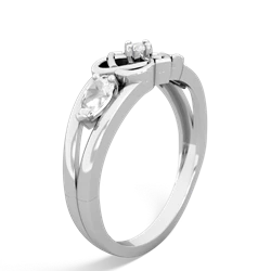 White Topaz Hearts Intertwined 14K White Gold ring R5880