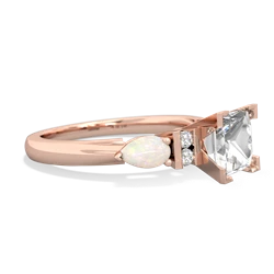 White Topaz 6Mm Princess Eternal Embrace Engagement 14K Rose Gold ring C2002