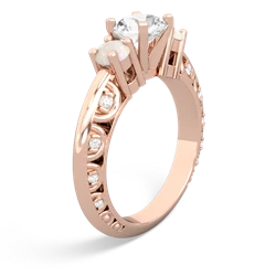 White Topaz Art Deco Eternal Embrace Engagement 14K Rose Gold ring C2003