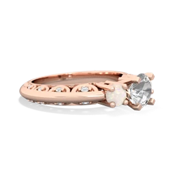 White Topaz Art Deco Eternal Embrace Engagement 14K Rose Gold ring C2003