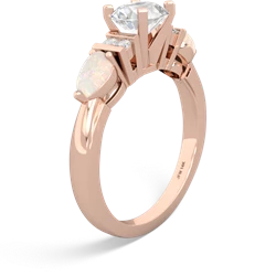 White Topaz 6Mm Round Eternal Embrace Engagement 14K Rose Gold ring R2005