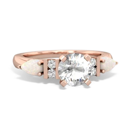 White Topaz 6Mm Round Eternal Embrace Engagement 14K Rose Gold ring R2005