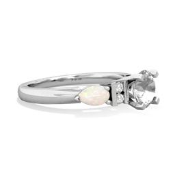 White Topaz 6Mm Round Eternal Embrace Engagement 14K White Gold ring R2005