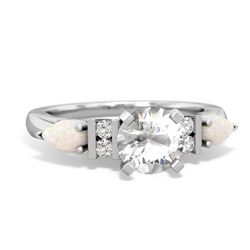 White Topaz 6Mm Round Eternal Embrace Engagement 14K White Gold ring R2005