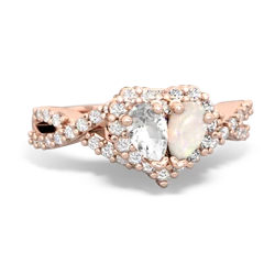 White Topaz Diamond Twist 'One Heart' 14K Rose Gold ring R2640HRT