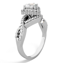 White Topaz Diamond Twist 'One Heart' 14K White Gold ring R2640HRT