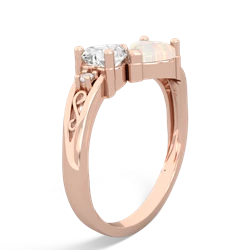 White Topaz Snuggling Hearts 14K Rose Gold ring R2178