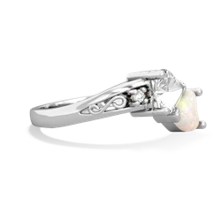 White Topaz Snuggling Hearts 14K White Gold ring R2178