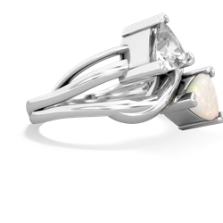 White Topaz Split Band Swirl 14K White Gold ring R2341