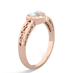 White Topaz Filligree 'One Heart' 14K Rose Gold ring R5070