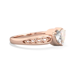 White Topaz Filligree 'One Heart' 14K Rose Gold ring R5070