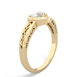 White Topaz Filligree 'One Heart' 14K Yellow Gold ring R5070