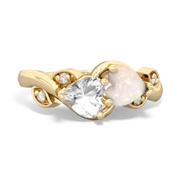 White Topaz Floral Elegance 14K Yellow Gold ring R5790