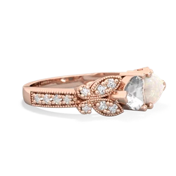 White Topaz Diamond Butterflies 14K Rose Gold ring R5601