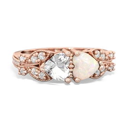 White Topaz Diamond Butterflies 14K Rose Gold ring R5601
