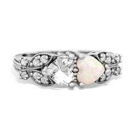 White Topaz Diamond Butterflies 14K White Gold ring R5601