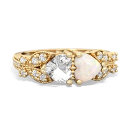 White Topaz Diamond Butterflies 14K Yellow Gold ring R5601