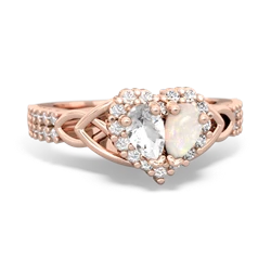 White Topaz Celtic Knot Two Hearts As One 14K Rose Gold ring R2644HRT