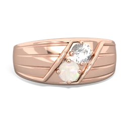 White Topaz Men's Streamline 14K Rose Gold ring R0460