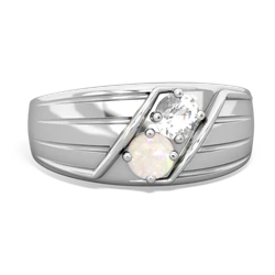 White Topaz Men's Streamline 14K White Gold ring R0460