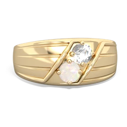 White Topaz Men's Streamline 14K Yellow Gold ring R0460