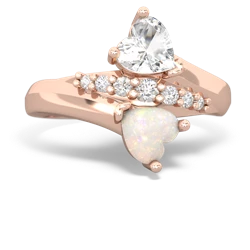 White Topaz Heart To Heart 14K Rose Gold ring R2064