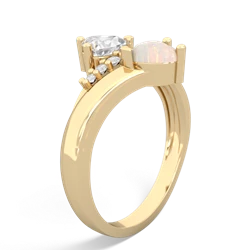 White Topaz Heart To Heart 14K Yellow Gold ring R2064