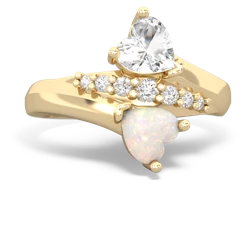 White Topaz Heart To Heart 14K Yellow Gold ring R2064