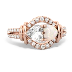 White Topaz Art-Deco Keepsake 14K Rose Gold ring R5630