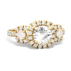 White Topaz Regal Halo 14K Yellow Gold ring R5350