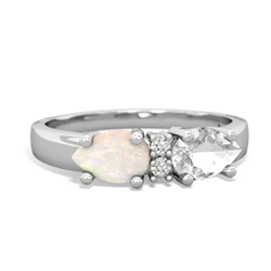 White Topaz Pear Bowtie 14K White Gold ring R0865