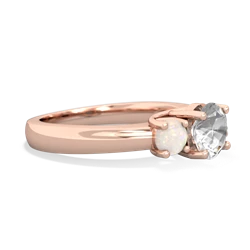 White Topaz Three Stone Round Trellis 14K Rose Gold ring R4018