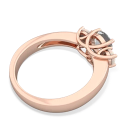 White Topaz Three Stone Round Trellis 14K Rose Gold ring R4018