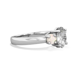 White Topaz Three Stone Oval Trellis 14K White Gold ring R4024