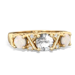 White Topaz Hugs And Kisses 14K Yellow Gold ring R5016