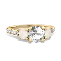 White Topaz Pave Trellis 14K Yellow Gold ring R5500