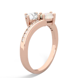 White Topaz Channel Set Two Stone 14K Rose Gold ring R5303