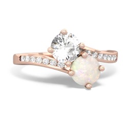 White Topaz Channel Set Two Stone 14K Rose Gold ring R5303