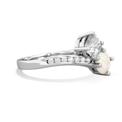 White Topaz Channel Set Two Stone 14K White Gold ring R5303