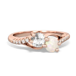 White Topaz Infinity Pave Two Stone 14K Rose Gold ring R5285