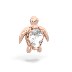 White Topaz Baby Sea Turtle 14K Rose Gold pendant P5241