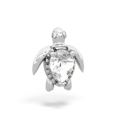 White Topaz Baby Sea Turtle 14K White Gold pendant P5241