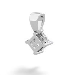White Topaz 5Mm Princess Solitaire 14K White Gold pendant P1789