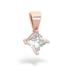 White Topaz 5Mm Princess Solitaire 14K Rose Gold pendant P1789