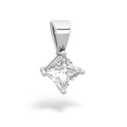 White Topaz 5Mm Princess Solitaire 14K White Gold pendant P1789