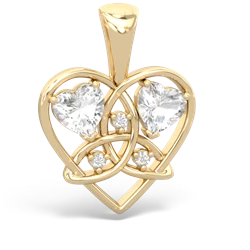 White Topaz Celtic Trinity Heart 14K Yellow Gold pendant P5331