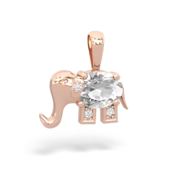 White Topaz Elephant 14K Rose Gold pendant P2555